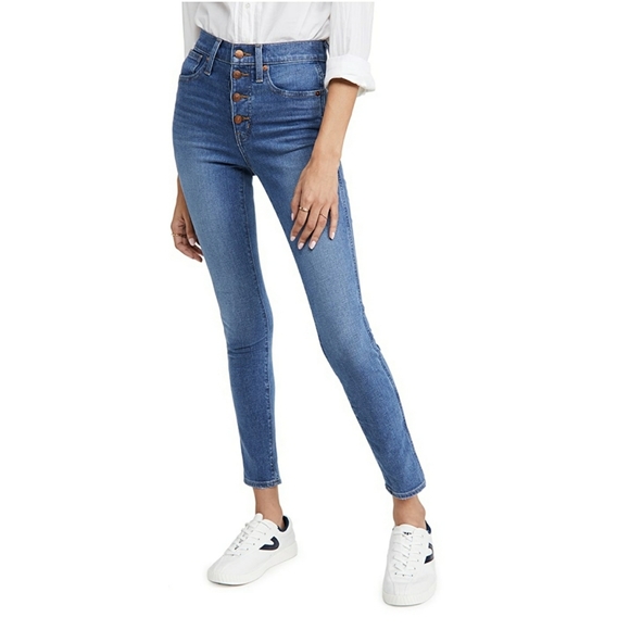 🦚NWT🦚Madewell 10'' High Rise Skinny Button Front Jeans - Picture 2 of 7